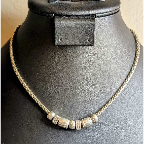 Brighton Silver Plated Calypso Etched Sliding Bead/Charm 16"-18" Necklace - Picture 1 of 7